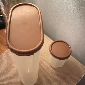 Tupperware Modular Mates Food Storage Containers Set of 2 with Brown Lids